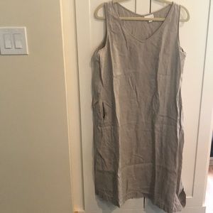 JJill linen sleeveless dress with pockets, large